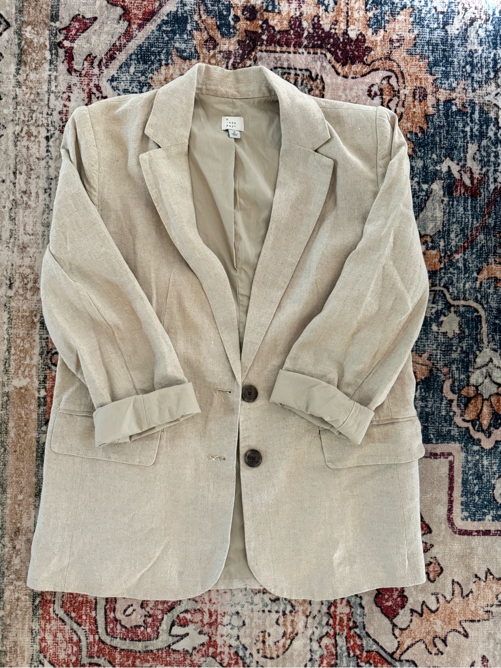 a new day Natural Beige Linen-Blend Blazer